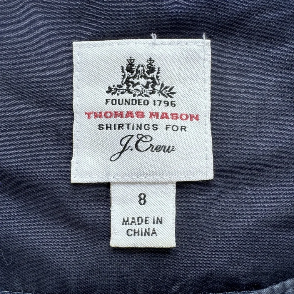 J CREW x Thomas Mason Shirt Dress Midi Womens 8 Blue G8673‎ Pockets